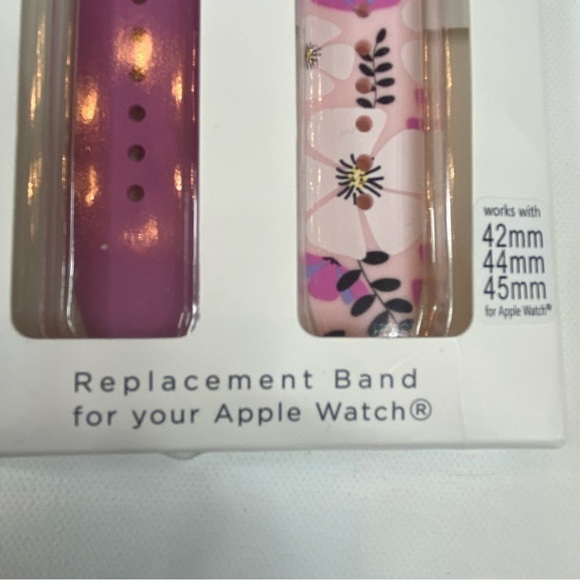 Purple Floral and Purple 2-Piece Silicone Band for Apple Watch 42mm - Picture 5 of 8